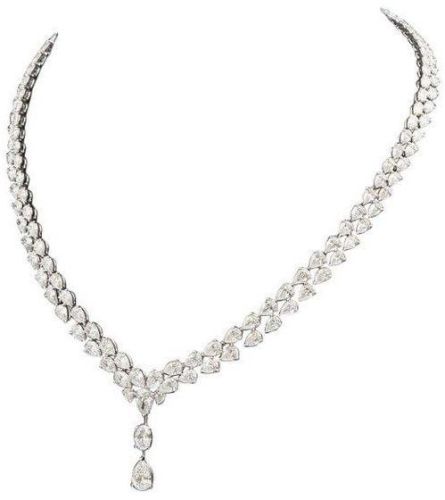 18K White Gold Diamond Drop Necklace