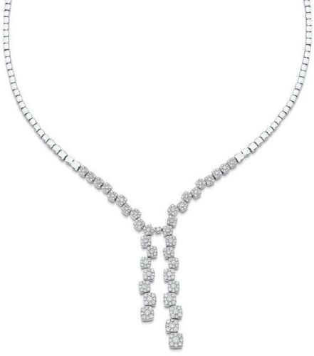 18K White Gold Diamond Lariat Necklace