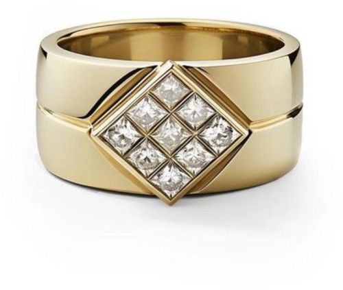 18K Yellow Gold 9 Princes Cut Diamond Ring