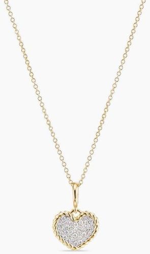 18K Yellow Gold Cable Collectibles Heart Diamond Pendant