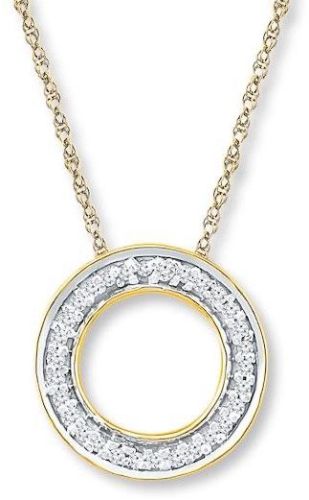 18K Yellow Gold Diamond Accent Circle Pendant