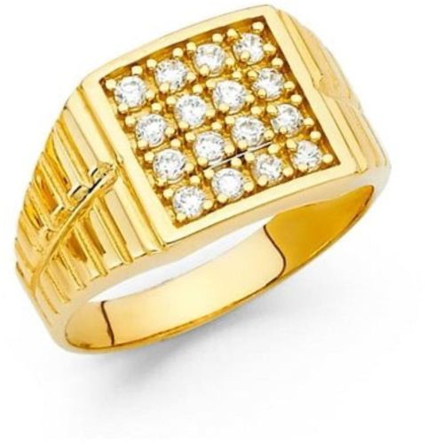 18K Yellow Gold Diamond Finger Ring for Men