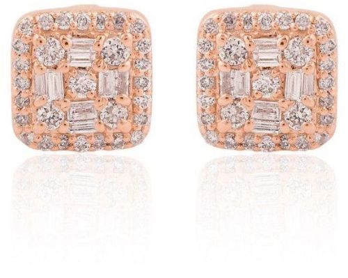 Diamond Square Stud Rose Gold  Earrings