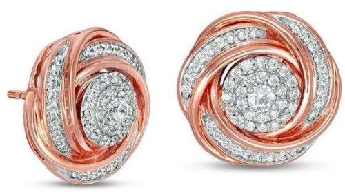 Gold Diamond Spiral Stud Earrings
