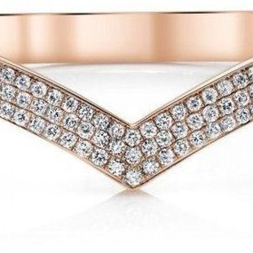 Gold Diamond V Bangle for Women
