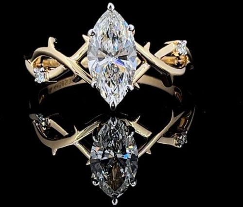 Marquise Cut Lab Grown Diamond Engagement Ring