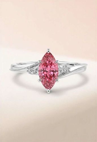 Marquise Cut Pink Diamond Engagement Ring