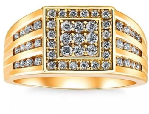 Men Gold Diamond Anniversay Wedding Ring