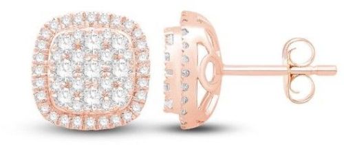 Rose Gold Cluster Frame Diamond Stud Earrings