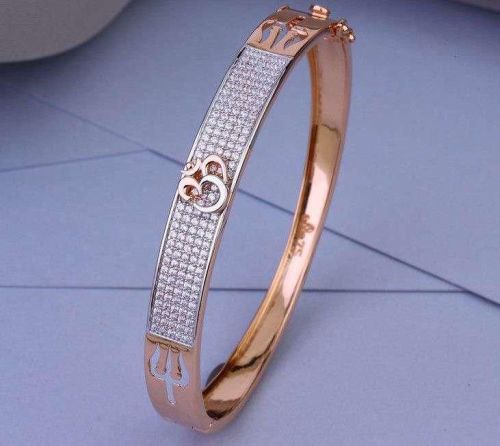 Rose Gold Om Trishul Kada