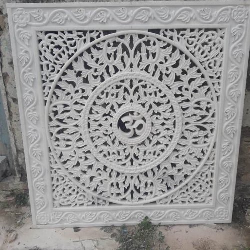Handcrafted White Marble Mandir Jali
