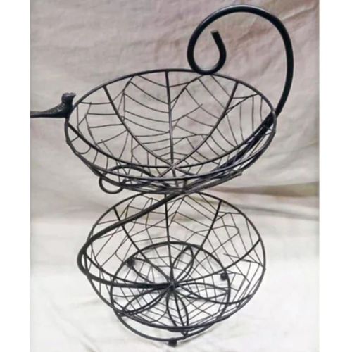2 Tier Black Iron Wire Fruit Basket