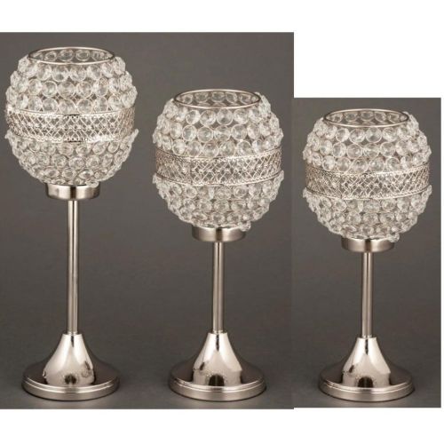 Crystal Decorated Metal Candle Stand
