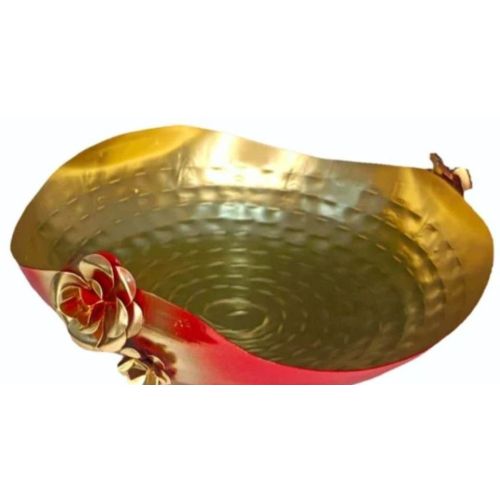 Decorative Golden Floral Metal Urli Bowl