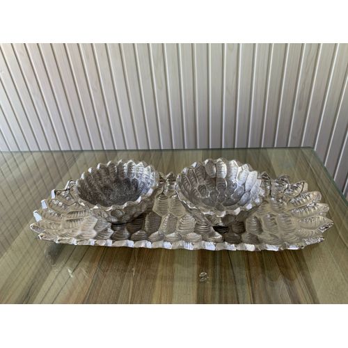 Decorative Shell Shaped Silver Plated Aluminum Bowl Set