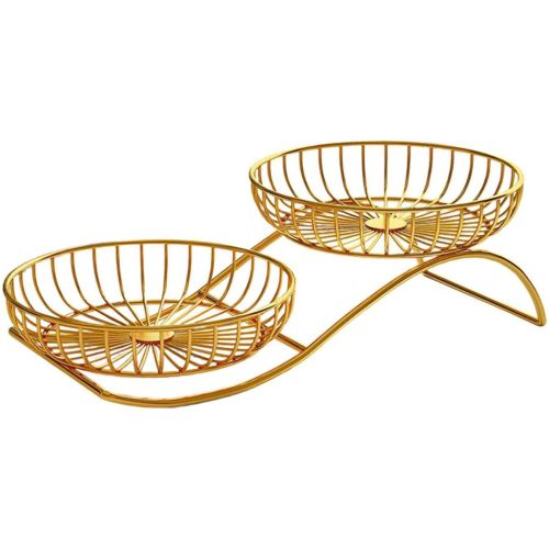 Golden 2 Tier Metal Wire Fruit Basket