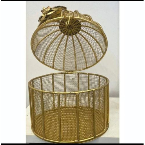 Decorative Prime Krafts Golden Birdcage Fruit Basket