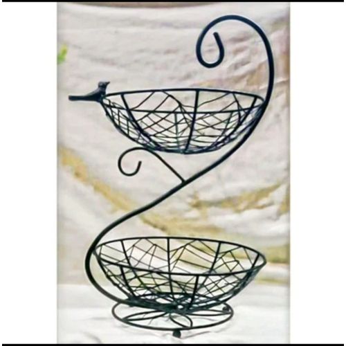 2 Tier Black Wrought Iron Fruit Basket