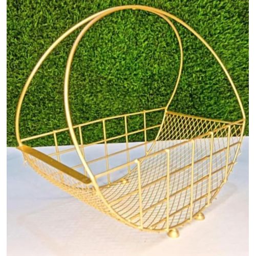 Golden Geometric Wire Fruit Hamper Basket