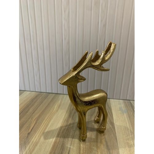 Golden Handcrafted Standing Deer Decorative Showpiece