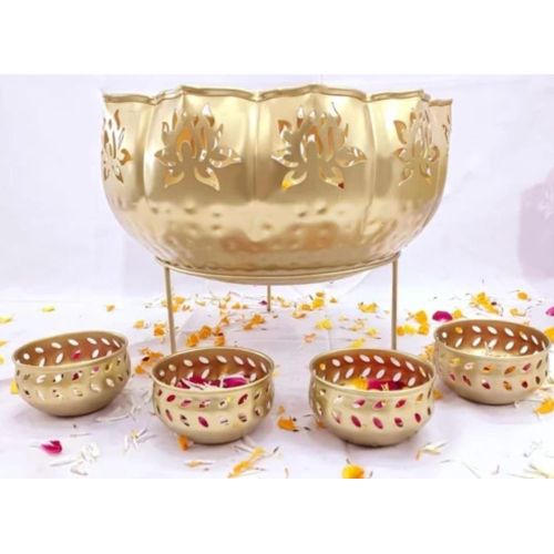 Golden Iron Lotus Urli Bowl Set