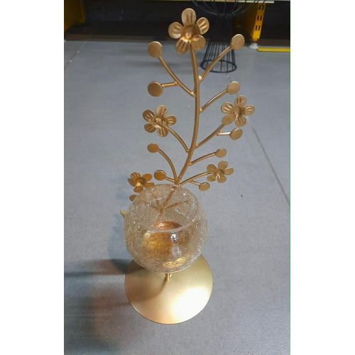 Golden Leaf Design Tea Light Candle Holder