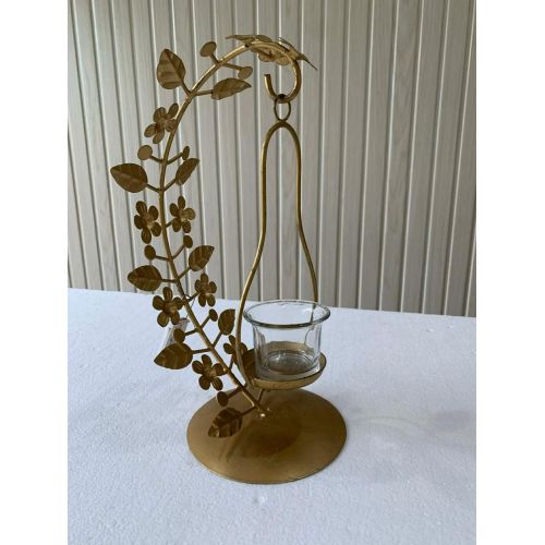 Golden Metal Hanging Tea Light Candle Holder