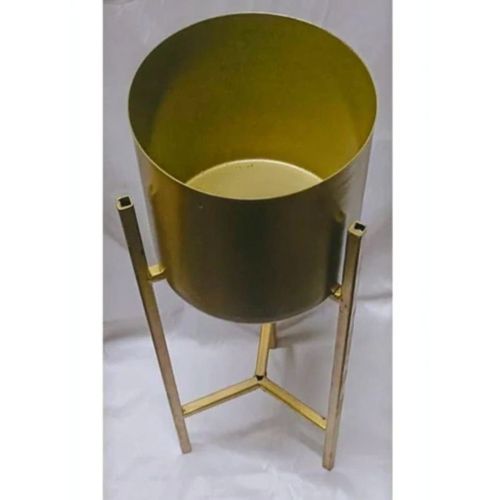 Golden Metal Plant Stand and Pot Set