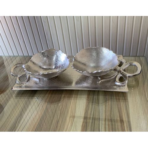 Handicraft Brass Silver Plated Bowl Tray Set