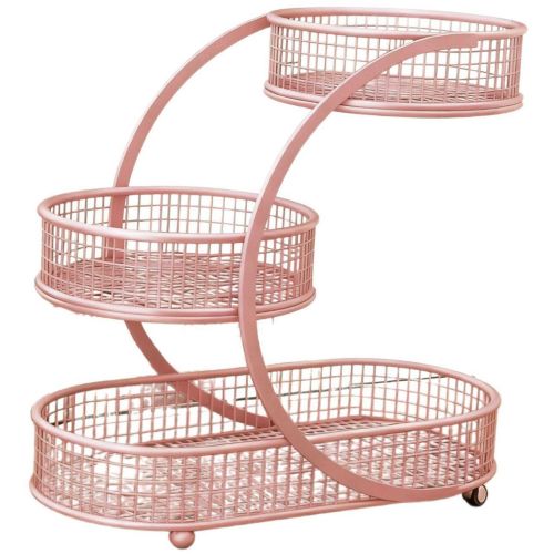 Pink 3 Tier Metal Fruit Basket for Kitchen