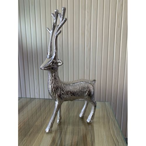 Silver Finish Standing Reindeer Decorative Showpiece