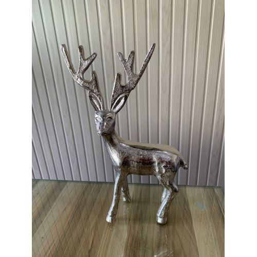 Silver Metal Reindeer Decorative Showpiece