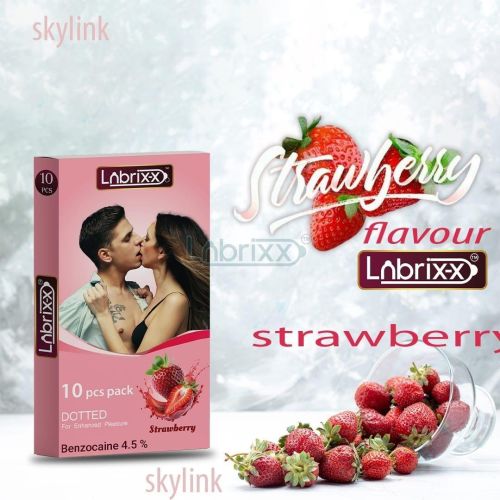 Strawberry Flavour Extra Dotted Condom