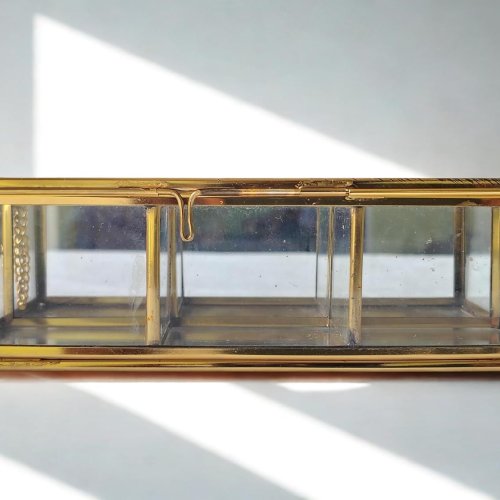 Brass Glass Jewellery Box -6 Compartment