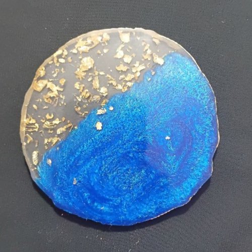 Blue Resin Round Tea Coaster