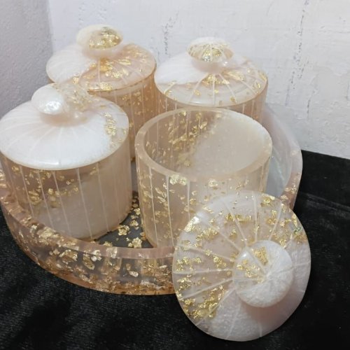 Decorative Resin Dry Fruit Jar Set of 4 with Lids