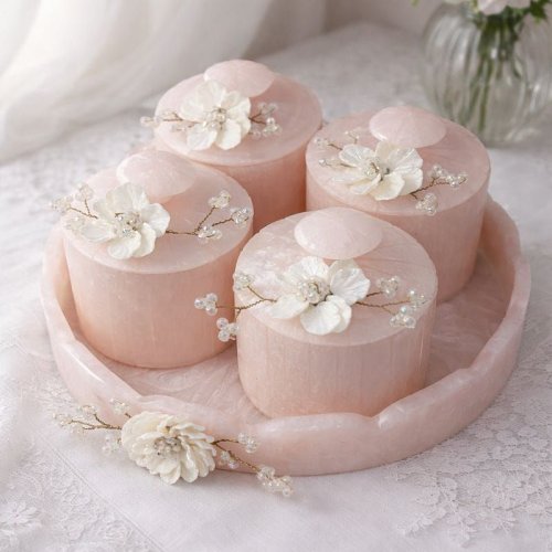 Decorative Resin Jar Set of 4 with a Round Tray