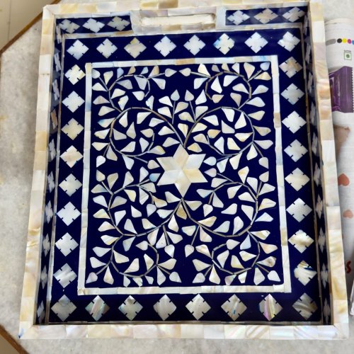Handcrafted Mother of Pearl Inlay Decorative Tray