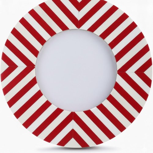 Handcrafted Red White Striped Round Bone Inlay Photo Frame