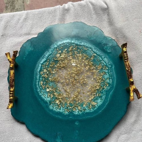 Handmade Geode Resin Serving Tray