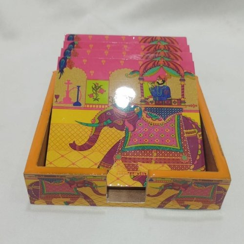 MDF Designer Meena Printed Tea Coasters