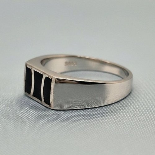 Enamel Plain Band Sterling Silver Ring
