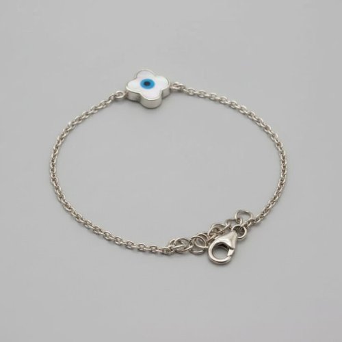 Sterling Silver Plus Evil Eye Bracelet
