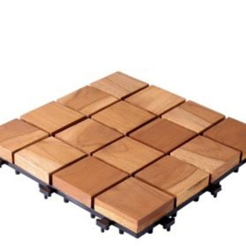 Brown Interlocking Wood Deck Tile