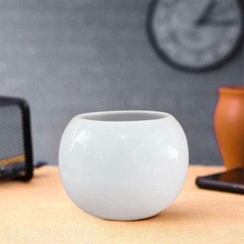 8.5 Inch White Ball Shape Flower Pot