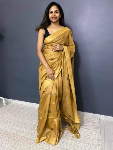 Ladies Golden Buti Elegant Soft Silk Traditional Saree
