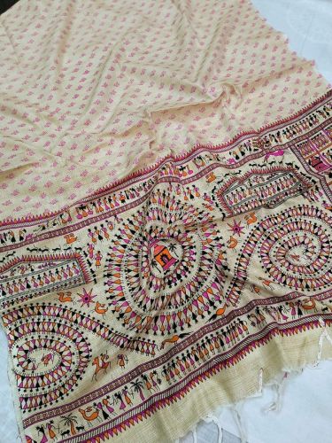Ladies Khadi Cotton Madhubani Print Dupatta