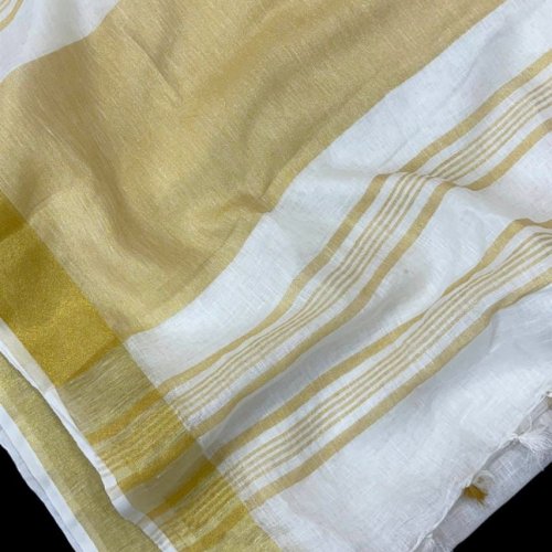 Ladies Pure Linen by Linen Contrast Border Saree