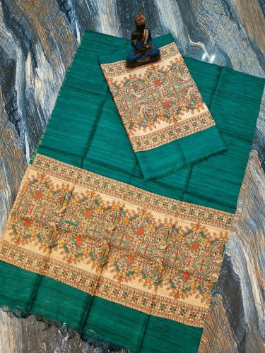 Ladies Tussar Ghicha Silk Madhubani Suit Set