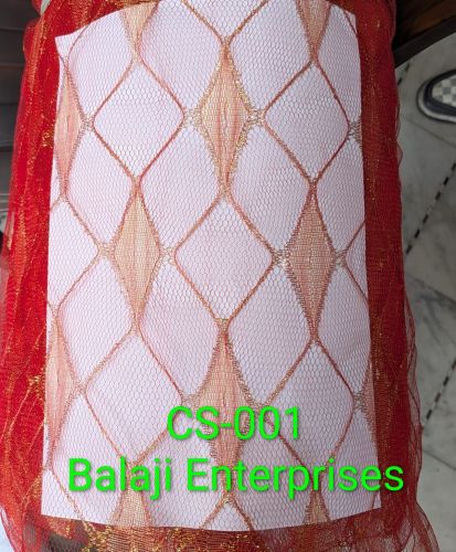 Diamond Pattern Zari Net Fabric Roll